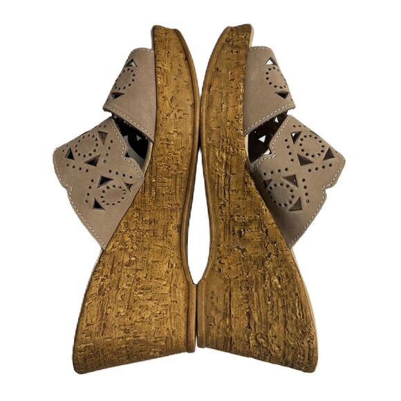 Spring Step Womens Flamyo Slide Italian Leather Cutout Beige Wedge Sandals EU 39 - Picture 3 of 11